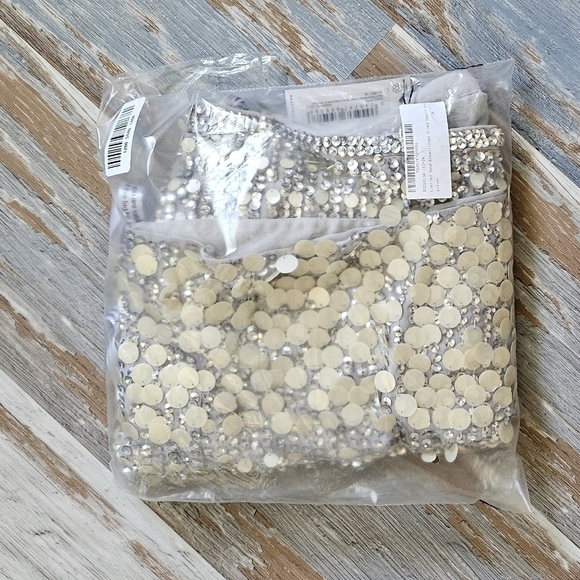 Nasty Gal Embellished Sequin Asymmetric Mini Skirt, Size 12, NWT - Celebration - Picture 2 of 4